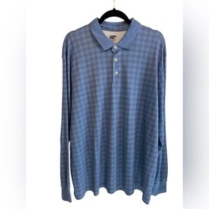 Lands' End Men's Light Blue Plaid Polo